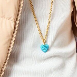 BEST Roxanne Assoulin The Encrusted Puffy Heart Necklace Turquoise
